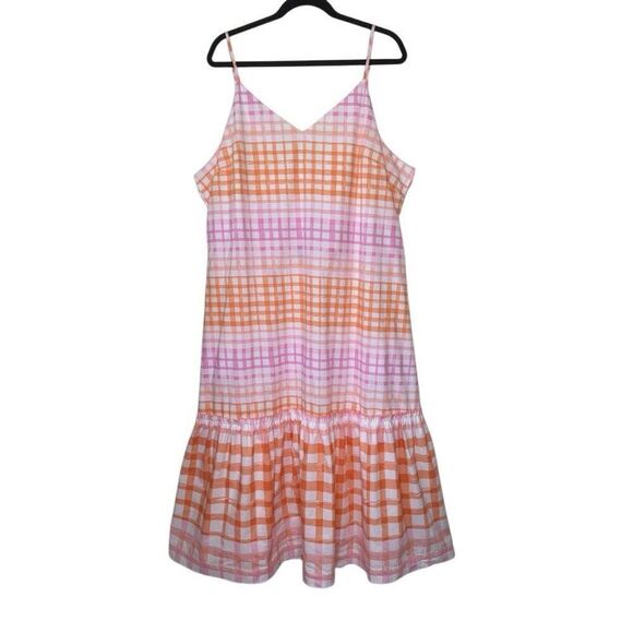 Scoop Bow Back Pastel Plaid Midi Dress Size 22 Soft Girl, Coastal - Picture 2 of 15